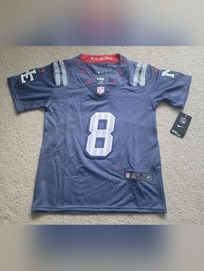 Nike New England Patriots Stefon Diggs #8 Storm Blue 2025 Stitched Jersey Kids M